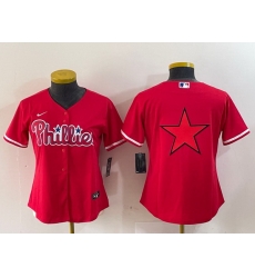 Women Philadelphia Phillies Red Big Logo Stitched Baseball Jersey Women Philadelphia Phillies Red Big Logo Stitched Baseball Jersey