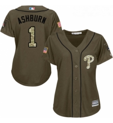 Womens Majestic Philadelphia Phillies 1 Richie Ashburn Replica Green Salute to Service MLB Jersey Womens Majestic Philadelphia Phillies 1 Richie Ashburn Replica Green Salute to Service MLB Jersey