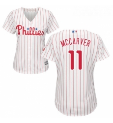 Womens Majestic Philadelphia Phillies 11 Tim McCarver Authentic WhiteRed Strip Home Cool Base MLB Jersey Womens Majestic Philadelphia Phillies 11 Tim McCarver Authentic WhiteRed Strip Home Cool Base MLB Jersey