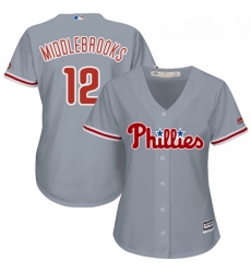 Womens Majestic Philadelphia Phillies 12 Will Middlebrooks Replica Grey Road Cool Base MLB Jersey Womens Majestic Philadelphia Phillies 12 Will Middlebrooks Replica Grey Road Cool Base MLB Jersey
