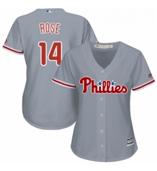 Womens Majestic Philadelphia Phillies 14 Pete Rose Replica Grey Road Cool Base MLB Jersey Womens Majestic Philadelphia Phillies 14 Pete Rose Replica Grey Road Cool Base MLB Jersey