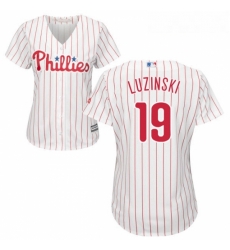 Womens Majestic Philadelphia Phillies 19 Greg Luzinski Authentic WhiteRed Strip Home Cool Base MLB Jersey Womens Majestic Philadelphia Phillies 19 Greg Luzinski Authentic WhiteRed Strip Home Cool Base MLB Jersey