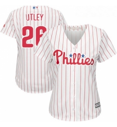 Womens Majestic Philadelphia Phillies 26 Chase Utley Authentic WhiteRed Strip Home Cool Base MLB Jersey Womens Majestic Philadelphia Phillies 26 Chase Utley Authentic WhiteRed Strip Home Cool Base MLB Jersey
