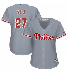 Womens Majestic Philadelphia Phillies 27 Aaron Nola Authentic Grey Road Cool Base MLB Jersey Womens Majestic Philadelphia Phillies 27 Aaron Nola Authentic Grey Road Cool Base MLB Jersey