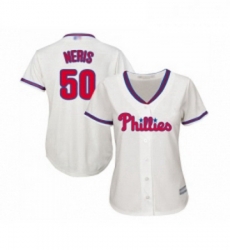 Womens Philadelphia Phillies 50 Hector Neris Replica Cream Alternate Cool Base Baseball Jersey Womens Philadelphia Phillies 50 Hector Neris Replica Cream Alternate Cool Base Baseball Jersey