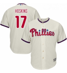 Youth Majestic Philadelphia Phillies 17 Rhys Hoskins Authentic Cream Alternate Cool Base MLB Jersey Youth Majestic Philadelphia Phillies 17 Rhys Hoskins Authentic Cream Alternate Cool Base MLB Jersey