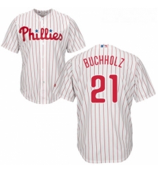 Youth Majestic Philadelphia Phillies 21 Clay Buchholz Replica WhiteRed Strip Home Cool Base MLB Jersey Youth Majestic Philadelphia Phillies 21 Clay Buchholz Replica WhiteRed Strip Home Cool Base MLB Jersey