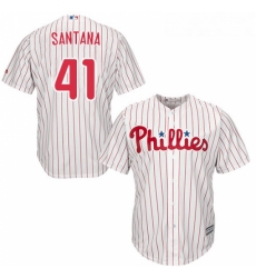 Youth Majestic Philadelphia Phillies 41 Carlos Santana Replica WhiteRed Strip Home Cool Base MLB Jersey Youth Majestic Philadelphia Phillies 41 Carlos Santana Replica WhiteRed Strip Home Cool Base MLB Jersey