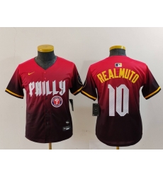 Youth Philadelphia Phillies 10 J T Realmuto Red 2024 City Connect Limited Stitched Baseball Jersey 2 Youth Philadelphia Phillies 10 J T Realmuto Red 2024 City Connect Limited Stitched Baseball Jersey 2