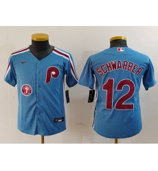 Youth Philadelphia Phillies 12 Kyle Schwarber Blue Cool Base Stitched Baseball Jersey 2 Youth Philadelphia Phillies 12 Kyle Schwarber Blue Cool Base Stitched Baseball Jersey 2