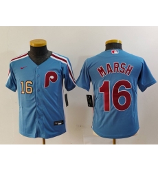 Youth Philadelphia Phillies 16 Brandon Marsh Blue Cool Base Stitched Baseball Jersey 1 Youth Philadelphia Phillies 16 Brandon Marsh Blue Cool Base Stitched Baseball Jersey 1
