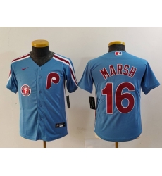 Youth Philadelphia Phillies 16 Brandon Marsh Blue Cool Base Stitched Baseball Jersey 6 Youth Philadelphia Phillies 16 Brandon Marsh Blue Cool Base Stitched Baseball Jersey 6