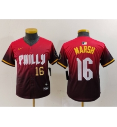 Youth Philadelphia Phillies 16 Brandon Marsh Red 2024 City Connect Limited Stitched Baseball Jersey 2 Youth Philadelphia Phillies 16 Brandon Marsh Red 2024 City Connect Limited Stitched Baseball Jersey 2