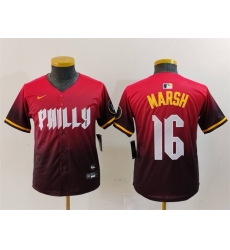 Youth Philadelphia Phillies 16 Brandon Marsh Red 2024 City Connect Limited Stitched Baseball Jersey Youth Philadelphia Phillies 16 Brandon Marsh Red 2024 City Connect Limited Stitched Baseball Jersey