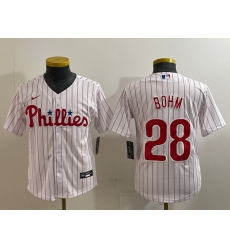 Youth Philadelphia Phillies 28 Alec Bohm White 2022 World Series Cool Base Stitched jerseys Youth Philadelphia Phillies 28 Alec Bohm White 2022 World Series Cool Base Stitched jerseys
