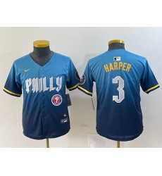 Youth Philadelphia Phillies 3 Bryce Harper Blue 2024 City Connect Limited Stitched Jersey 5 Youth Philadelphia Phillies 3 Bryce Harper Blue 2024 City Connect Limited Stitched Jersey 5