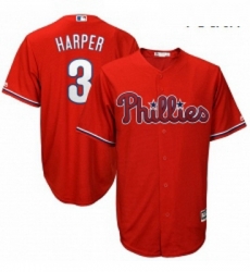 Youth Philadelphia Phillies 3 Bryce Harper RED Majestic Scarlet Cool Base Replica Player Jersey Youth Philadelphia Phillies 3 Bryce Harper RED Majestic Scarlet Cool Base Replica Player Jersey