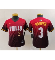 Youth Philadelphia Phillies 3 Bryce Harper Red 2024 City Connect Limited Stitched Baseball Jersey 7 Youth Philadelphia Phillies 3 Bryce Harper Red 2024 City Connect Limited Stitched Baseball Jersey 7