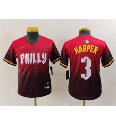 Youth Philadelphia Phillies 3 Bryce Harper Red 2024 City Connect Limited Stitched Baseball Jersey Youth Philadelphia Phillies 3 Bryce Harper Red 2024 City Connect Limited Stitched Baseball Jersey