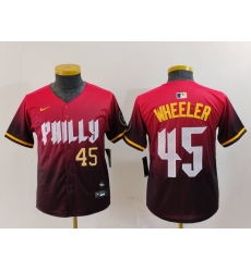 Youth Philadelphia Phillies 45 Zack Wheeler Red 2024 City Connect Limited Stitched Baseball Jersey 3 Youth Philadelphia Phillies 45 Zack Wheeler Red 2024 City Connect Limited Stitched Baseball Jersey 3