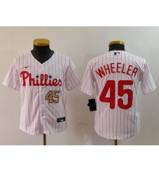 Youth Philadelphia Phillies 45 Zack Wheeler White Cool Base Stitched Baseball Jersey 1 Youth Philadelphia Phillies 45 Zack Wheeler White Cool Base Stitched Baseball Jersey 1