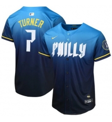 Youth Philadelphia Phillies 7 Trea Turner Blue 2024 City Connect Limited Stitched Baseball Jersey Youth Philadelphia Phillies 7 Trea Turner Blue 2024 City Connect Limited Stitched Baseball Jersey