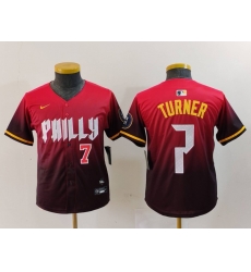 Youth Philadelphia Phillies 7 Trea Turner Red 2024 City Connect Limited Stitched Baseball Jersey 5 Youth Philadelphia Phillies 7 Trea Turner Red 2024 City Connect Limited Stitched Baseball Jersey 5
