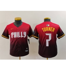 Youth Philadelphia Phillies 7 Trea Turner Red 2024 City Connect Limited Stitched Baseball Jersey Youth Philadelphia Phillies 7 Trea Turner Red 2024 City Connect Limited Stitched Baseball Jersey
