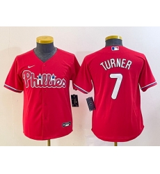 Youth Philadelphia Phillies 7 Trea Turner Red Cool Base Stitched Baseball Jersey Youth Philadelphia Phillies 7 Trea Turner Red Cool Base Stitched Baseball Jersey