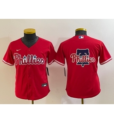 Youth Philadelphia Phillies Red Team Big Logo Cool Base Stitched Baseball Jersey Youth Philadelphia Phillies Red Team Big Logo Cool Base Stitched Baseball Jersey