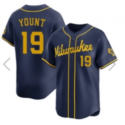 Men Nike Milwaukee Brewers 19 Robin Yount Navy Blue Alternate Stitched Baseball Jerse