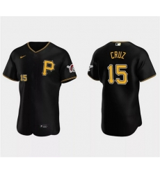 Men Pittsburgh Pirates 15 Oneil Cruz Black Flex Base Stitched Baseball Jersey Men Pittsburgh Pirates 15 Oneil Cruz Black Flex Base Stitched Baseball Jersey