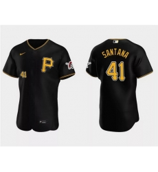 Men Pittsburgh Pirates 41 Carlos Santana Black Flex Base Stitched Baseball Jersey Men Pittsburgh Pirates 41 Carlos Santana Black Flex Base Stitched Baseball Jersey