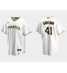 Men Pittsburgh Pirates 41 Carlos Santana White Cool Base Stitched Baseball Jersey Men Pittsburgh Pirates 41 Carlos Santana White Cool Base Stitched Baseball Jersey