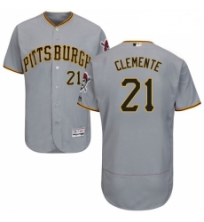 Mens Majestic Pittsburgh Pirates 21 Roberto Clemente Grey Road Flex Base Authentic Collection MLB Jersey Mens Majestic Pittsburgh Pirates 21 Roberto Clemente Grey Road Flex Base Authentic Collection MLB Jersey