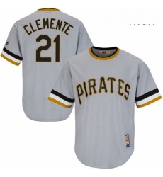 Mens Majestic Pittsburgh Pirates 21 Roberto Clemente Replica Grey Cooperstown Throwback MLB Jersey Mens Majestic Pittsburgh Pirates 21 Roberto Clemente Replica Grey Cooperstown Throwback MLB Jersey