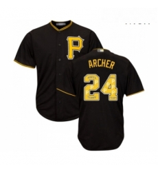 Mens Pittsburgh Pirates 24 Chris Archer Authentic Black Team Logo Fashion Cool Base Baseball Jersey Mens Pittsburgh Pirates 24 Chris Archer Authentic Black Team Logo Fashion Cool Base Baseball Jersey