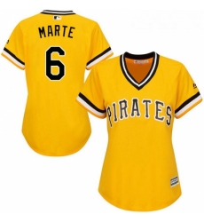 Womens Majestic Pittsburgh Pirates 6 Starling Marte Replica Gold Alternate Cool Base MLB Jersey Womens Majestic Pittsburgh Pirates 6 Starling Marte Replica Gold Alternate Cool Base MLB Jersey