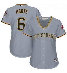 Womens Majestic Pittsburgh Pirates 6 Starling Marte Replica Grey Road Cool Base MLB Jersey Womens Majestic Pittsburgh Pirates 6 Starling Marte Replica Grey Road Cool Base MLB Jersey