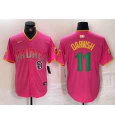 Men San Diego Padres 11 Yu Darvish Pink Cool Base Stitched Baseball Jersey 4 Men San Diego Padres 11 Yu Darvish Pink Cool Base Stitched Baseball Jersey 4