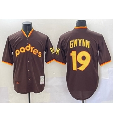 Men San Diego Padres 19 Tony Gwynn Brown Throwback Stitched Baseball Jersey Men San Diego Padres 19 Tony Gwynn Brown Throwback Stitched Baseball Jersey