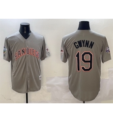 Men San Diego Padres 19 Tony Gwynn Grey With Patch Cool Base Stitched Jersey