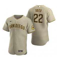 Men San Diego Padres 22 Juan Soto Tan Flex Base Stitched Baseball Jersey Men San Diego Padres 22 Juan Soto Tan Flex Base Stitched Baseball Jersey