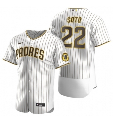 Men San Diego Padres 22 Juan Soto White Flex Base Stitched Baseball Jersey Men San Diego Padres 22 Juan Soto White Flex Base Stitched Baseball Jersey