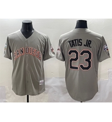 Men San Diego Padres 23 Fernando Tatis Jr  Grey Fashion Throwback With Patch Cool Base Stitched Jersey