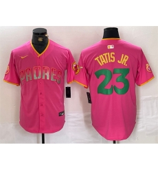 Men San Diego Padres 23 Fernando Tatis Jr Pink Cool Base Stitched Baseball Jersey Men San Diego Padres 23 Fernando Tatis Jr Pink Cool Base Stitched Baseball Jersey