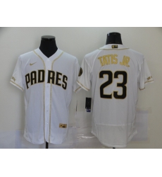 Men San Diego Padres 23 Fernando Tatis Jr White Gold Nike Flexbase Jersey Men San Diego Padres 23 Fernando Tatis Jr White Gold Nike Flexbase Jersey