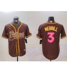 Men San Diego Padres 3 Jackson Merrill Brown Cool Base Stitched Baseball Jersey 1 Men San Diego Padres 3 Jackson Merrill Brown Cool Base Stitched Baseball Jersey 1