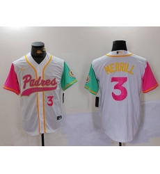Men San Diego Padres 3 Jackson Merrill white Cool Base Stitched Baseball Jersey 007 Men San Diego Padres 3 Jackson Merrill white Cool Base Stitched Baseball Jersey 007