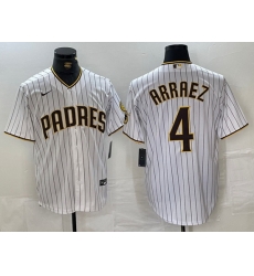 Men San Diego Padres 4 Luis Arraez White Cool Base Stitched Baseball Jersey Men San Diego Padres 4 Luis Arraez White Cool Base Stitched Baseball Jersey